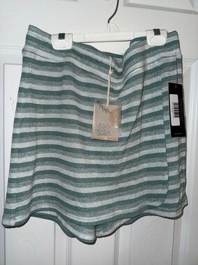 Striped Green & White Women's Skort
